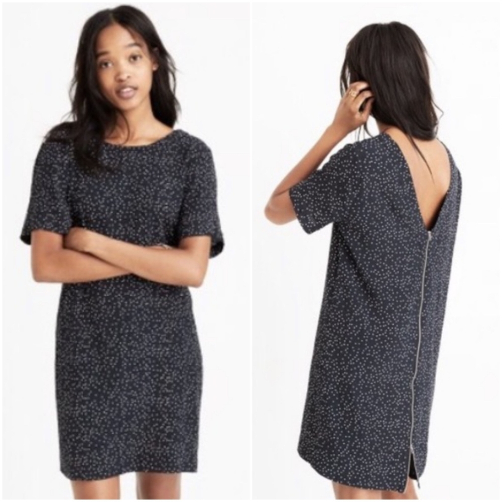 Madewell Shift Dress Zip Back Scatter Dot F5169